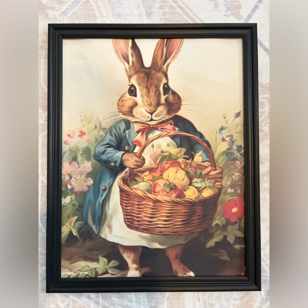 Easter Bunny Illustration Framed 8x10” Print | Living Room Decor | Art Print
